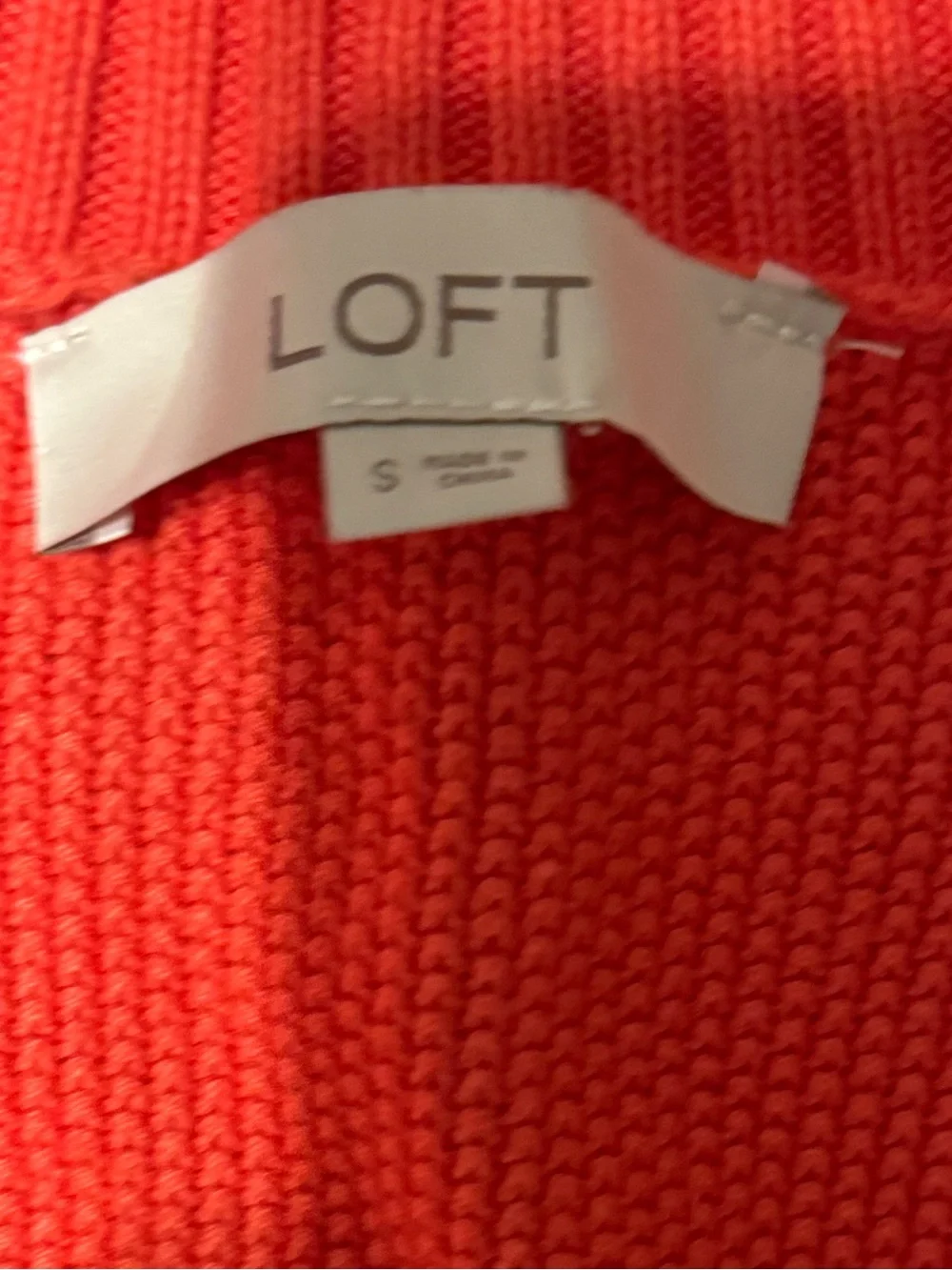 LOFT Bright Red V-Neck Button Cardigan - Picture 2 of 4